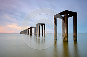 abandon jetty at Tumpat,ÃÂ  Kelantan. Malaysia. Soft focus due to long exposure. photo